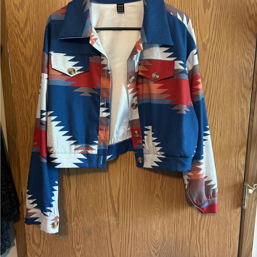 Trendy Multicolor Geometric Women's Jacket